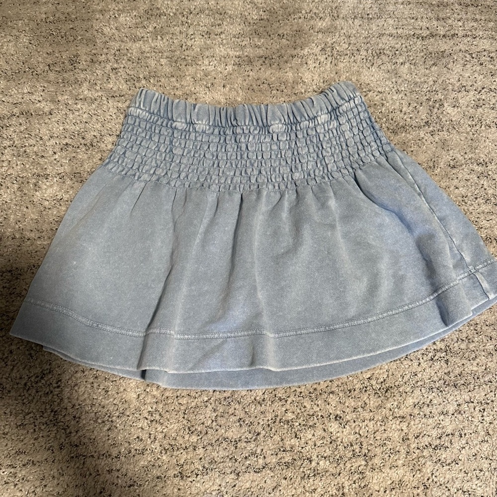 aerie light blue smocked mini skirt